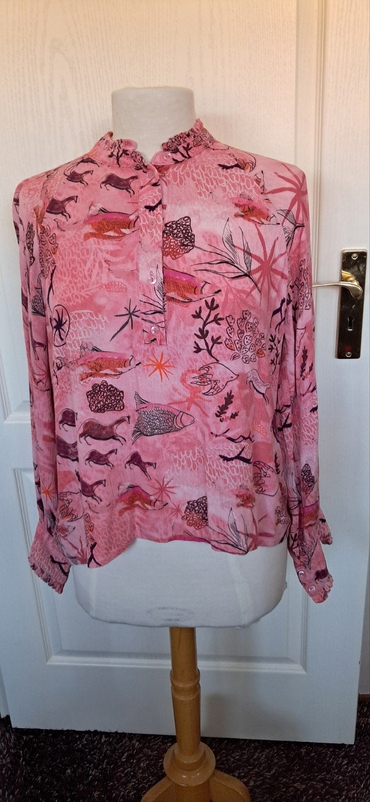 Pom Amsterdam Blouse Maat 38 - Roze/Rood Patroon, Maat 38/40 (M), Meerkleurig, Onbekend, Ophalen of Verzenden