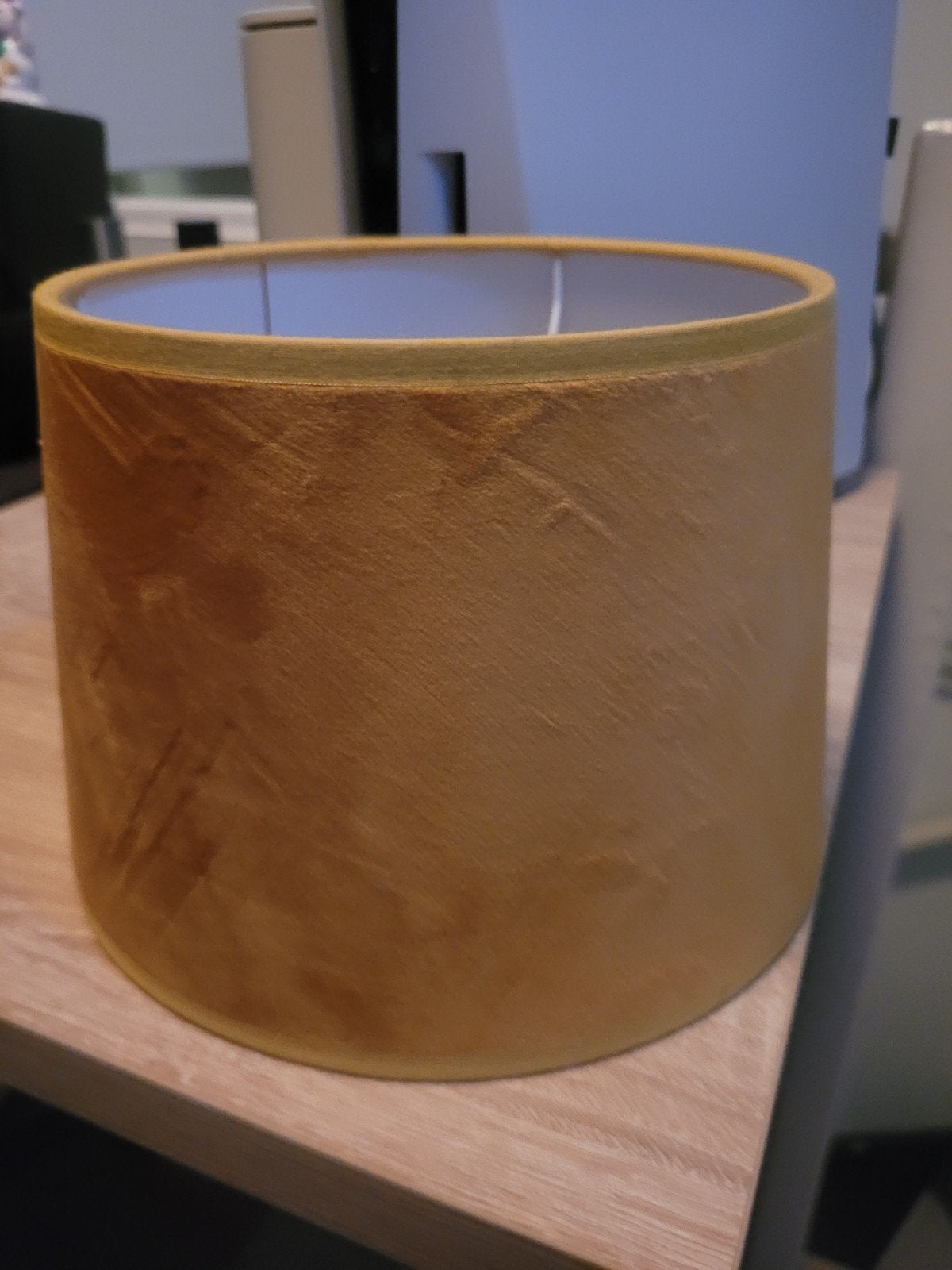 Goudkleurige kleine lampenkap van fluweel, 14 cm, Rond, Ophalen of Verzenden, Textiel