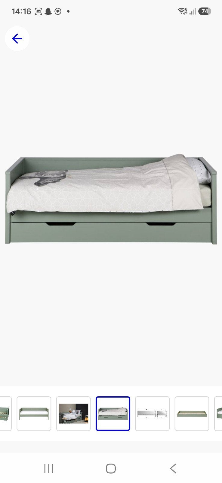 Woood bedbank Jade groen mét lade!!!, Ophalen, 180 cm of meer, 85 tot 100 cm