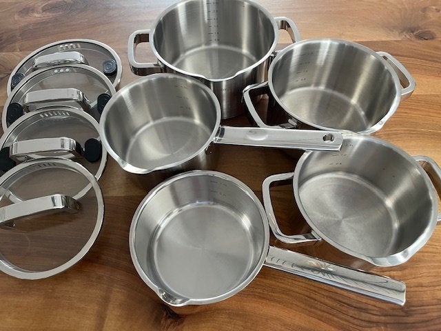 Sola 5-delig pannenset, Ophalen, Pannenset, Zo goed als nieuw, Rvs