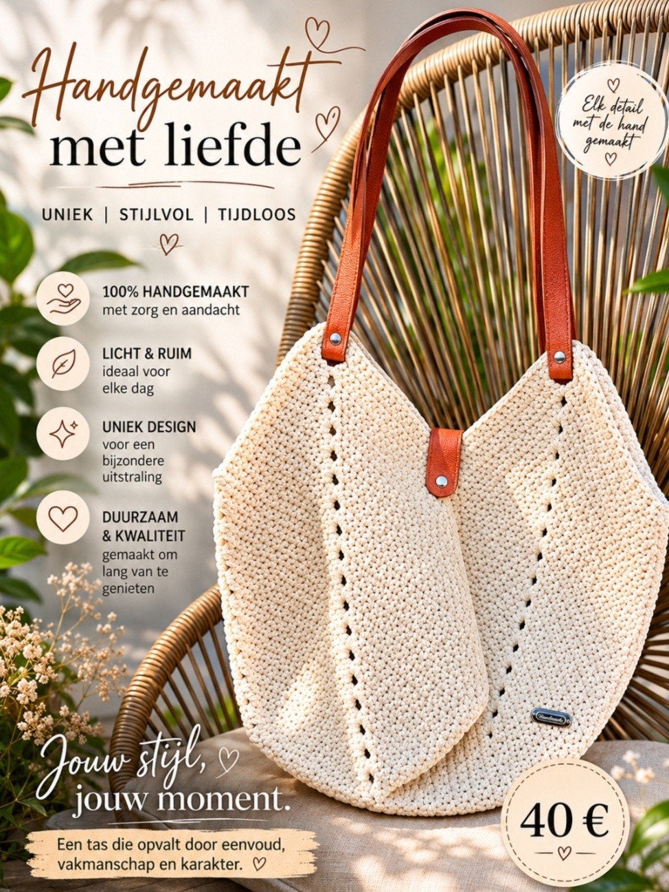 Handgemaakte gehaakte tas, Ophalen of Verzenden, Nieuw, Schoudertasje