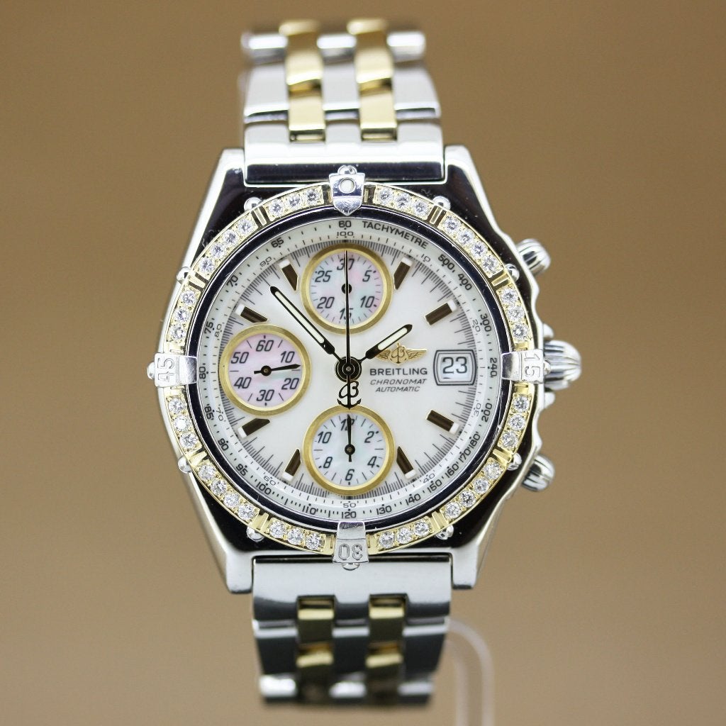 Breitling Chronomat GT D13050 MOP Diamant, Staal, Gebruikt, Breitling, Polshorloge