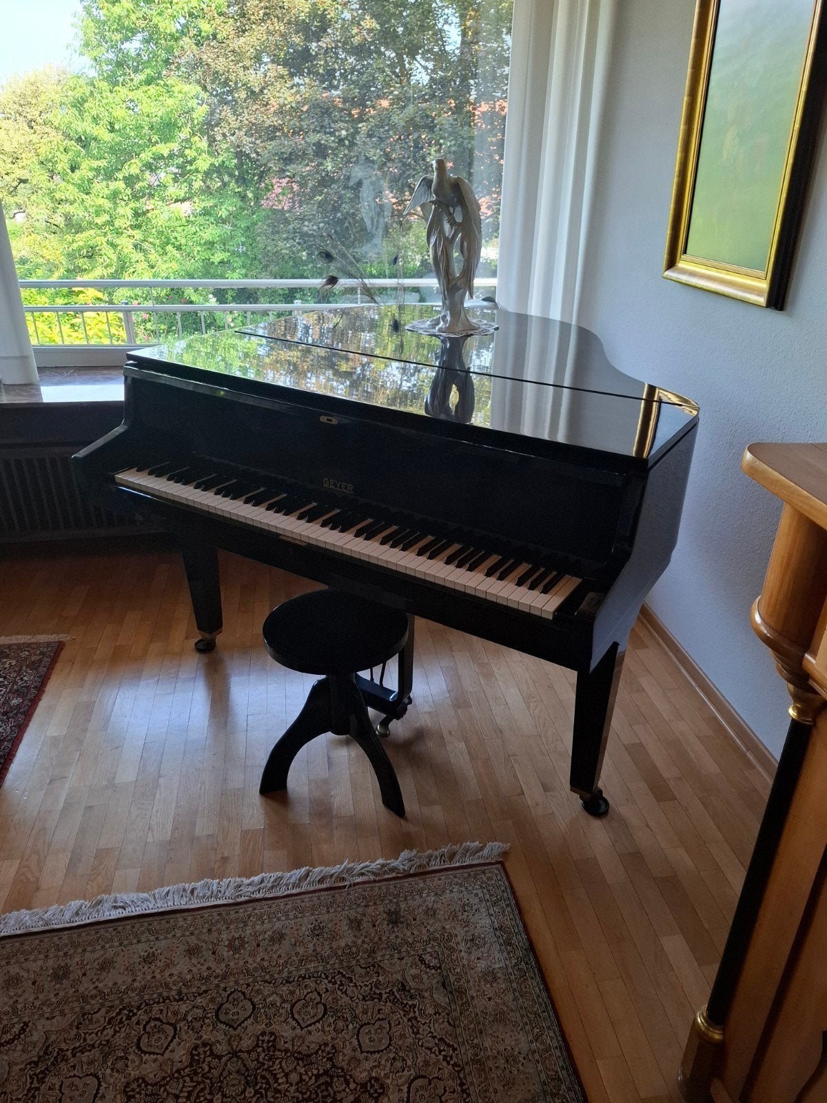 Geyer Vleugel - Zwart Hoogglans, Muziek en Instrumenten, Piano's, Zo goed als nieuw, Vleugel, Zwart, Hoogglans, Ophalen