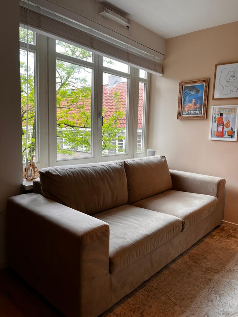 Maatwerk 3-zitsbank met poef • Melchior Interieur, Ophalen, Driepersoons, 75 tot 100 cm, Zo goed als nieuw