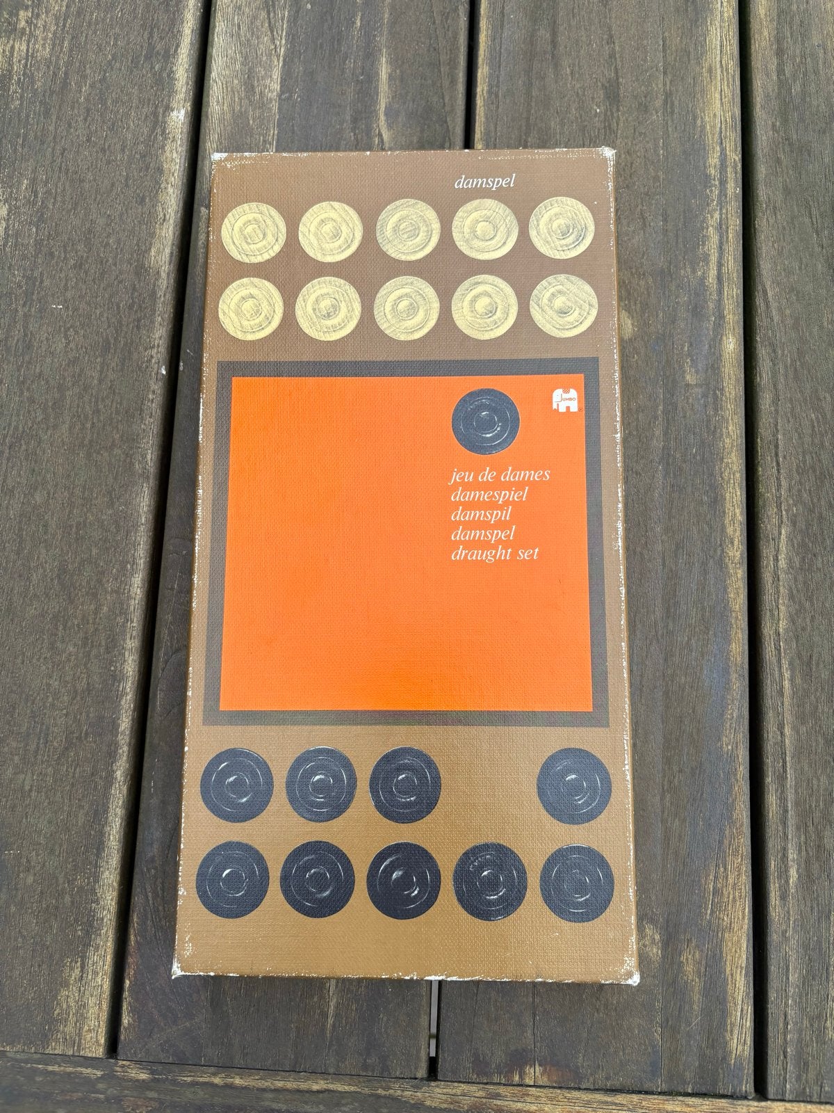 Vintage Jumbo Damspel No. 753 Compleet, Een of twee spelers, Ophalen of Verzenden, Gebruikt