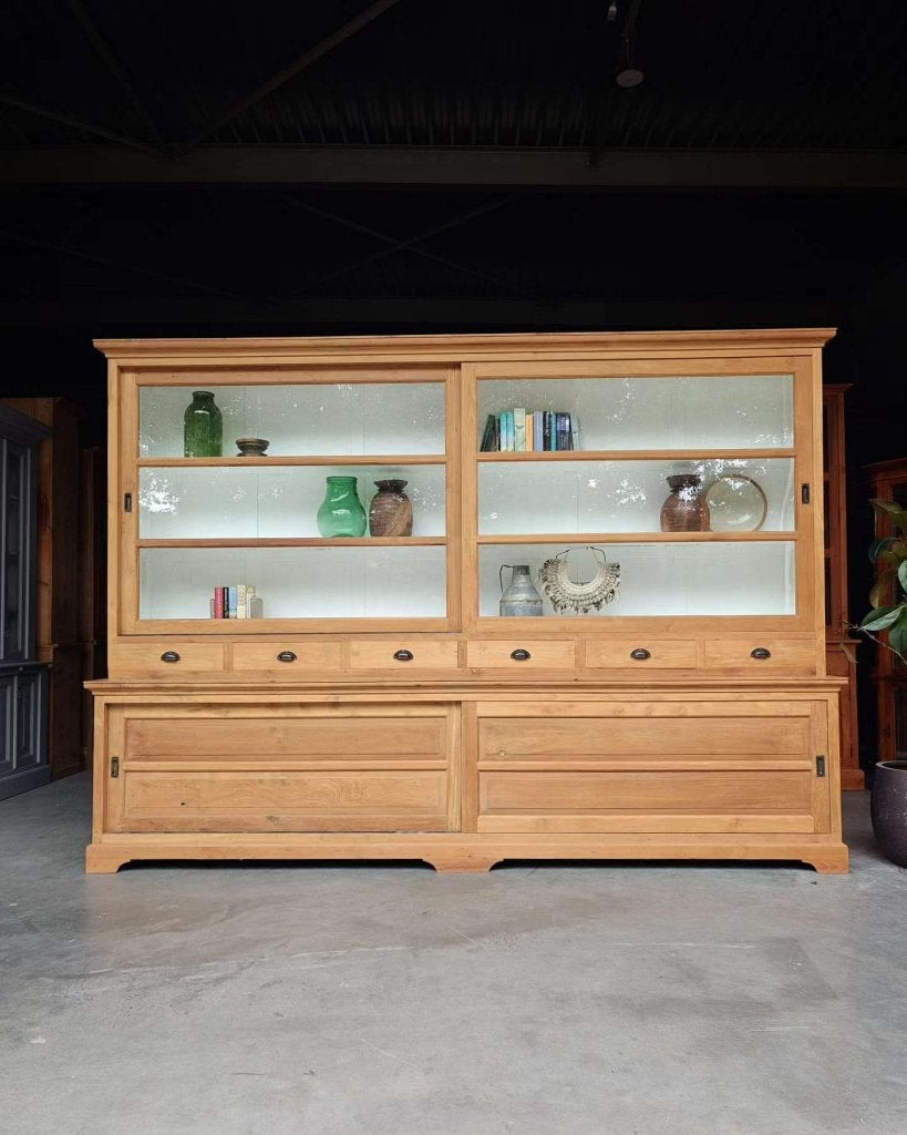Xxl winkelkast teakhout | 310cm brede buffetkast #3420, Gebruikt, -, 200 cm of meer, -