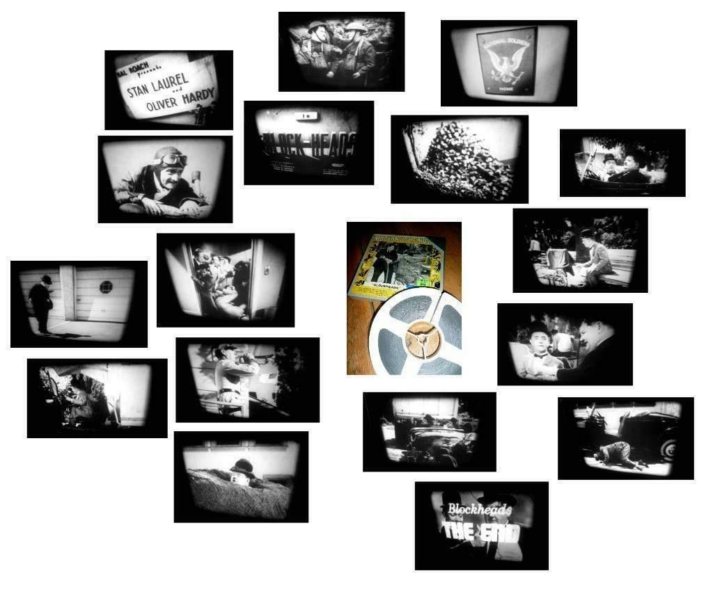 8mm film Laurel & Hardy - Blockheads- 1937 - geluid, Ophalen of Verzenden, 8mm film