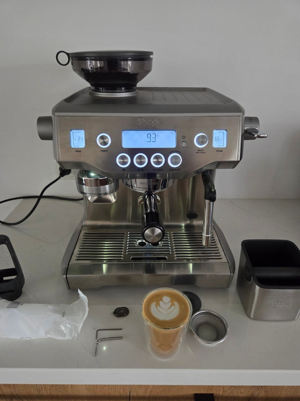Sage The Oracle Ses980BSS Dual Boiler - Zo goed als nieuw, Espresso apparaat, Ophalen of Verzenden, Zo goed als nieuw, Afneembaar waterreservoir