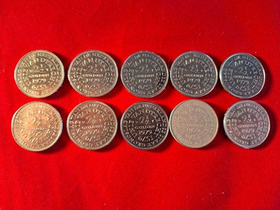 Setje van 10 Juliana Rijksdaalders (1979), Postzegels en Munten, Munten | Nederland, Ophalen of Verzenden, Koningin Juliana, 1 gulden
