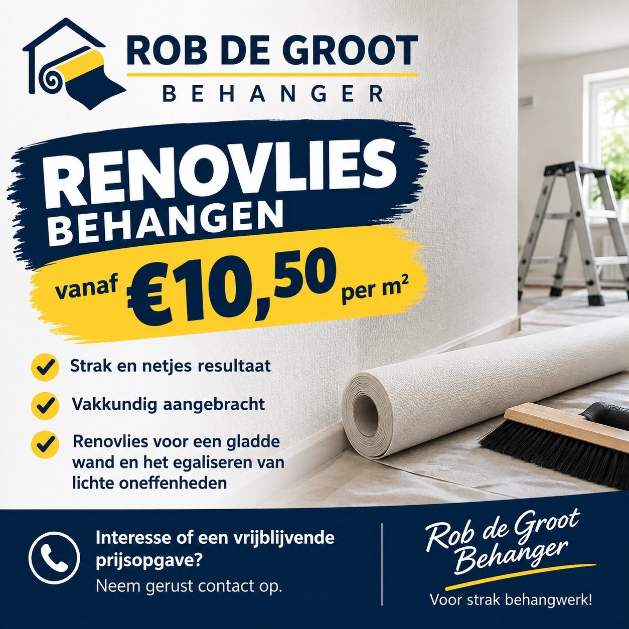 Renovlies behangen 10,50, Ophalen of Verzenden, 75 m² of meer