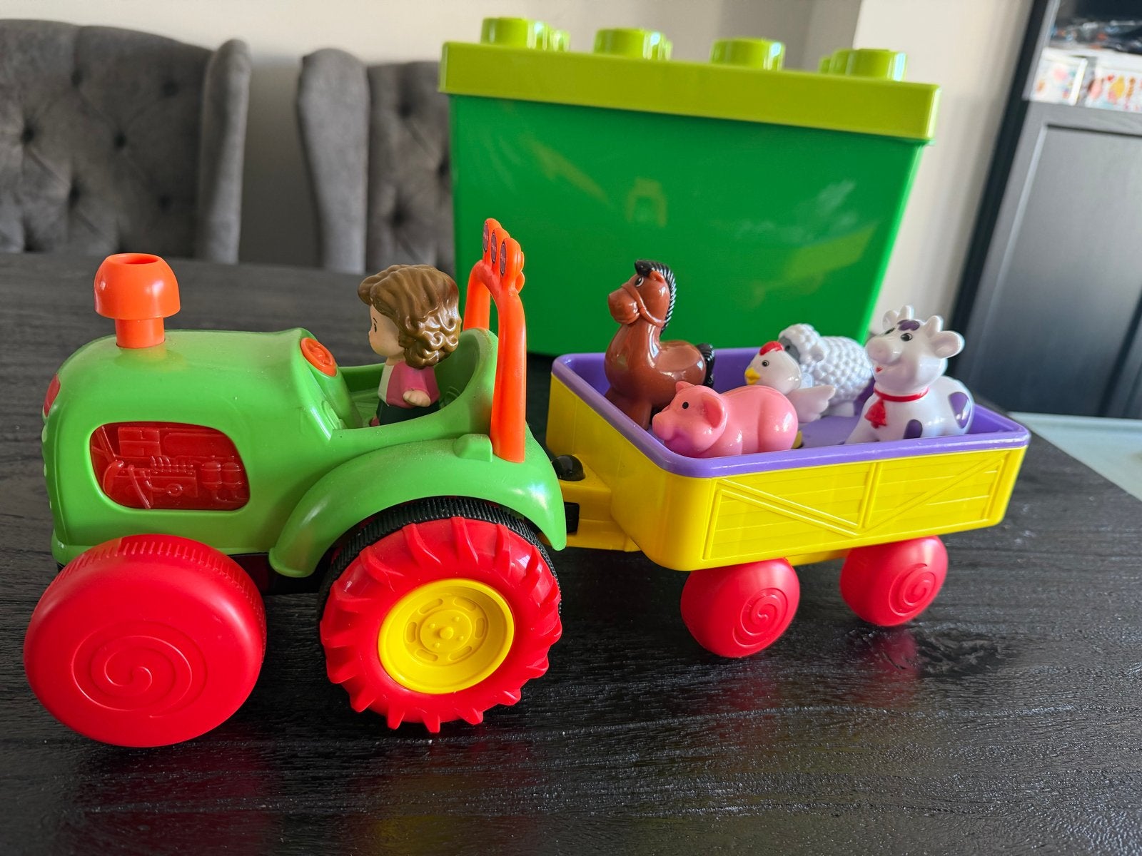 Leuke speelgoed tractor met aanhanger en boerderijdieren, Ophalen, Gebruikt, Ontdekken, Met licht