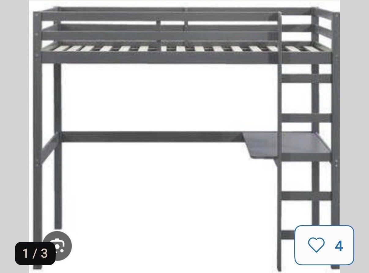 Hoogslaper met bureau - Grijs, Eenpersoons, Ophalen of Verzenden, Zo goed als nieuw, 200 cm
