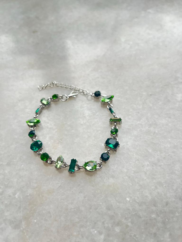 Monet Green Garden Armband - Metaal met Groene Kristallen, Met kristal, Overige materialen, Gebruikt, Ophalen of Verzenden