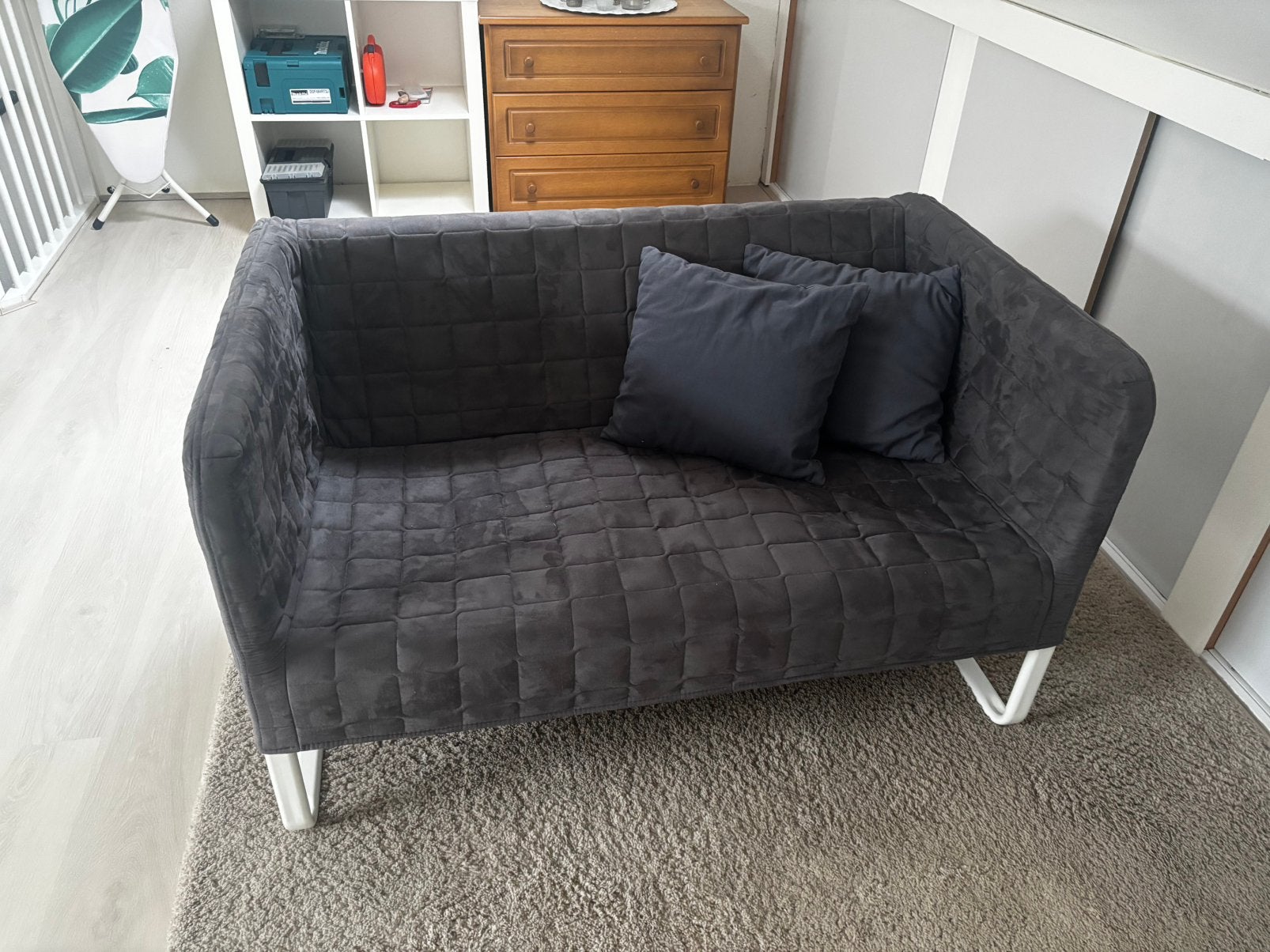 Grijs ikea bankje, Ophalen, Tweepersoons, 75 tot 100 cm, Zo goed als nieuw