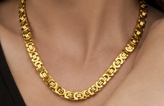 PRACHTIGE VERGULDE 18K BYZANTIJNSE KONINGSKETTING, Ophalen of Verzenden, Nieuw, Goud, Overige materialen