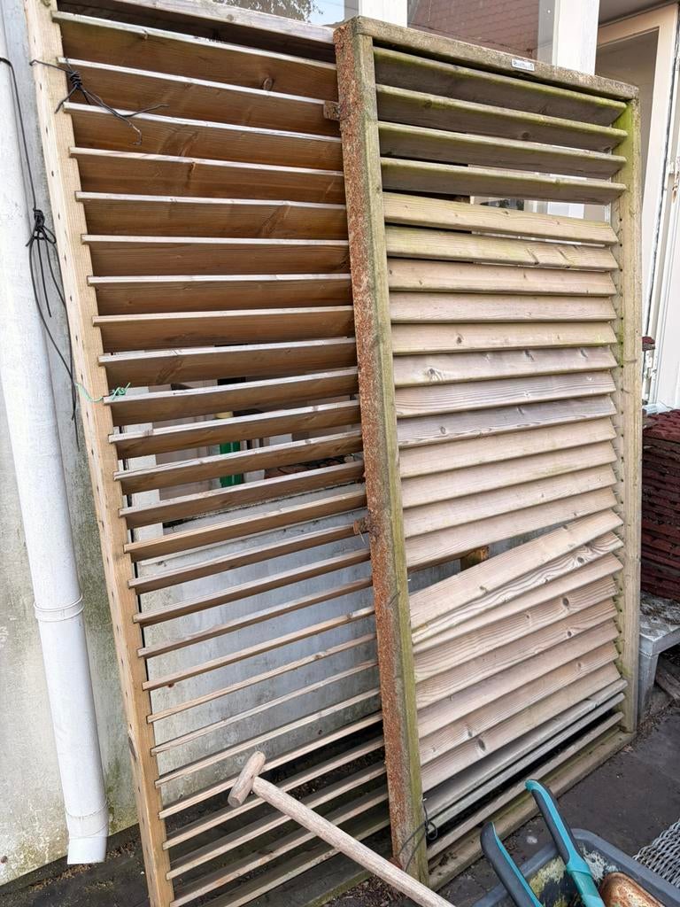 Hardhouten lamellen tuin schermen, Tuin en Terras, Ophalen of Verzenden, Zo goed als nieuw, Hout