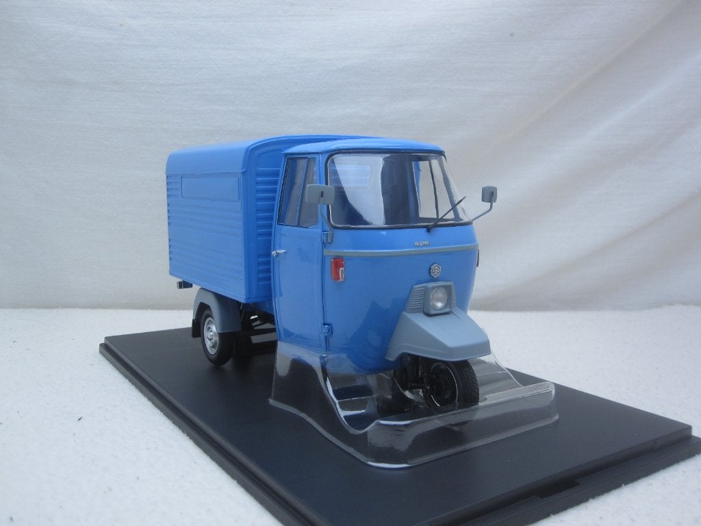 Piaggio Ape P501 koffer opbouw 1979 blauw 1:18 Mitica, Ophalen of Verzenden, Nieuw, Auto, Overige merken