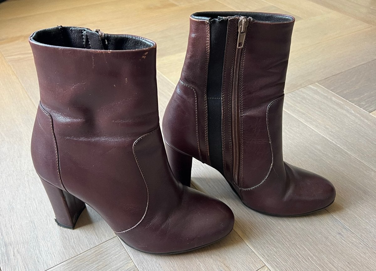 Dune London Leren Enkellaarzen - Maat 38, Kleding | Dames, Bruin, Lage of Enkellaarzen, Ophalen of Verzenden, Gedragen