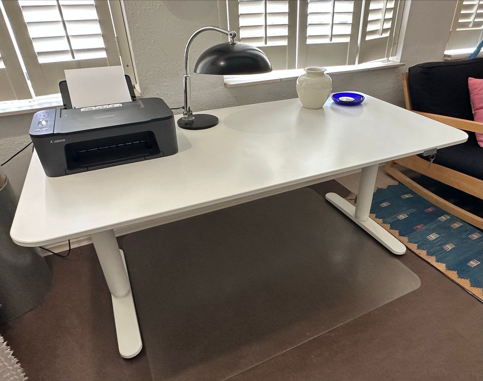 IKEA Bekant zit-sta bureau, wit, 160x80 cm, Huis en Inrichting, Bureaus, Ophalen, Zit-sta bureau, Elektrisch, Zo goed als nieuw