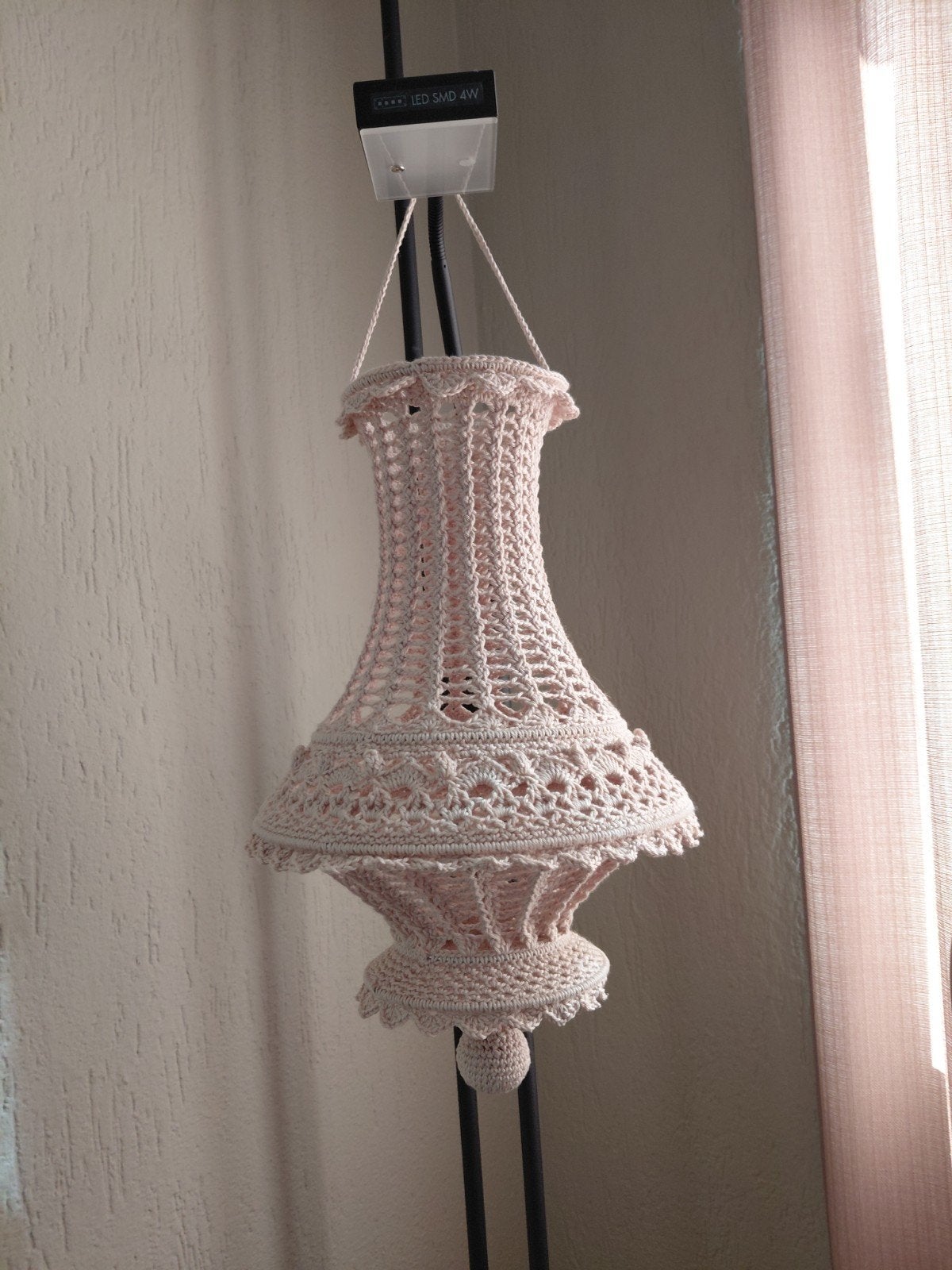 Handgehaakte lampion - Crème - 50 cm, Huis en Inrichting, Ophalen of Verzenden, Nieuw, Textiel