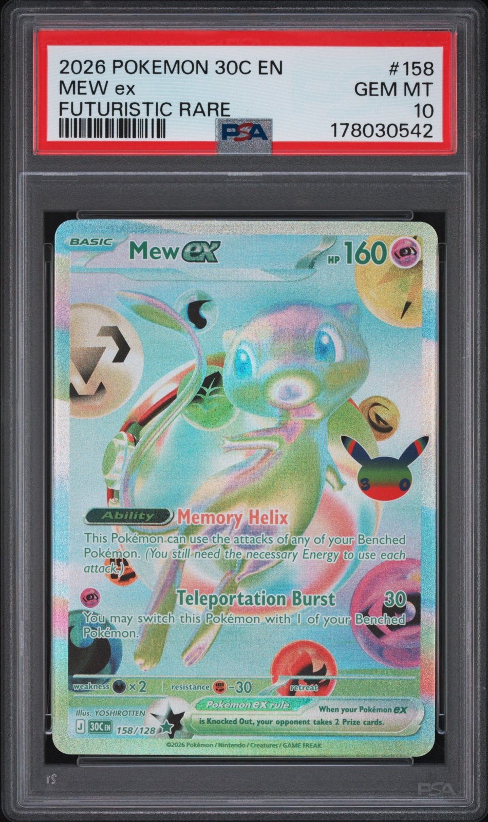 PSA 10 Mew ex 158/128 30c  -Pop 32 - Pokémon Kaart, Ophalen, Nieuw, Losse kaart