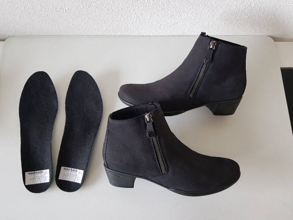 Hartjes maat 38.5 zwarte laarzen duo ritsen laarsjes boots, Verzenden, Zwart, Lage of Enkellaarzen, Zo goed als nieuw