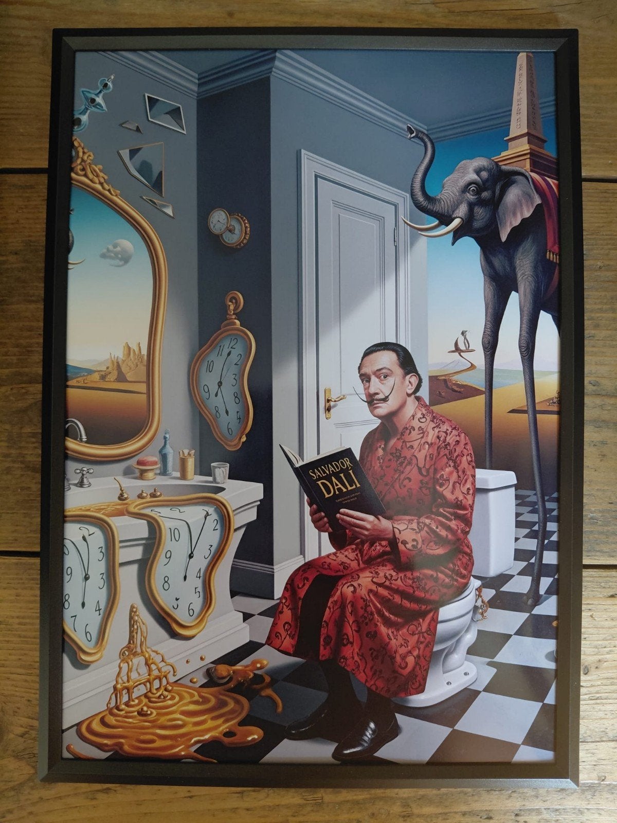 Nieuw Surrealistisch Schilderij Salvador Dali Stijl 21x30cm, Antiek en Kunst, Kunst | Schilderijen | Klassiek, Portret of Personen