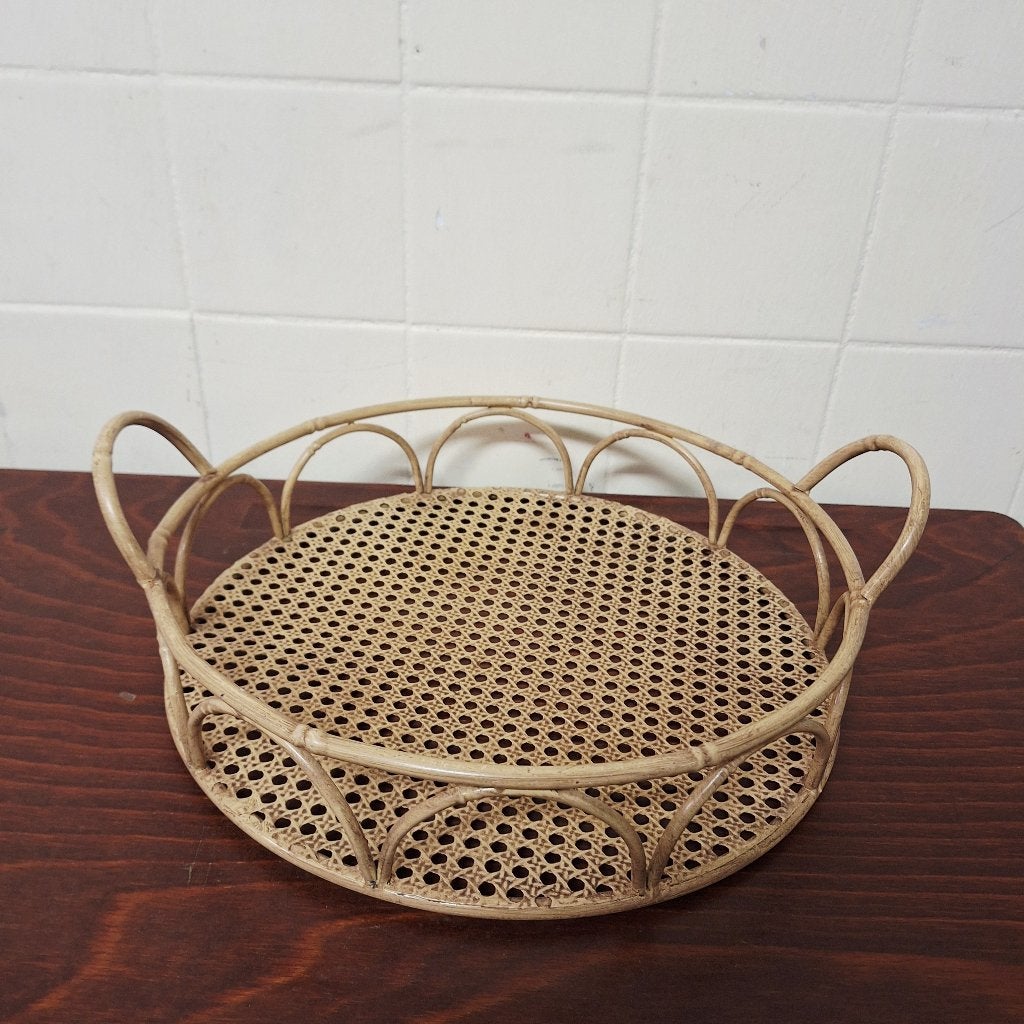 Metalen Dienblad / Rotan Look / Bamboe Webbing Look, Gebruikt, -, -, Rond