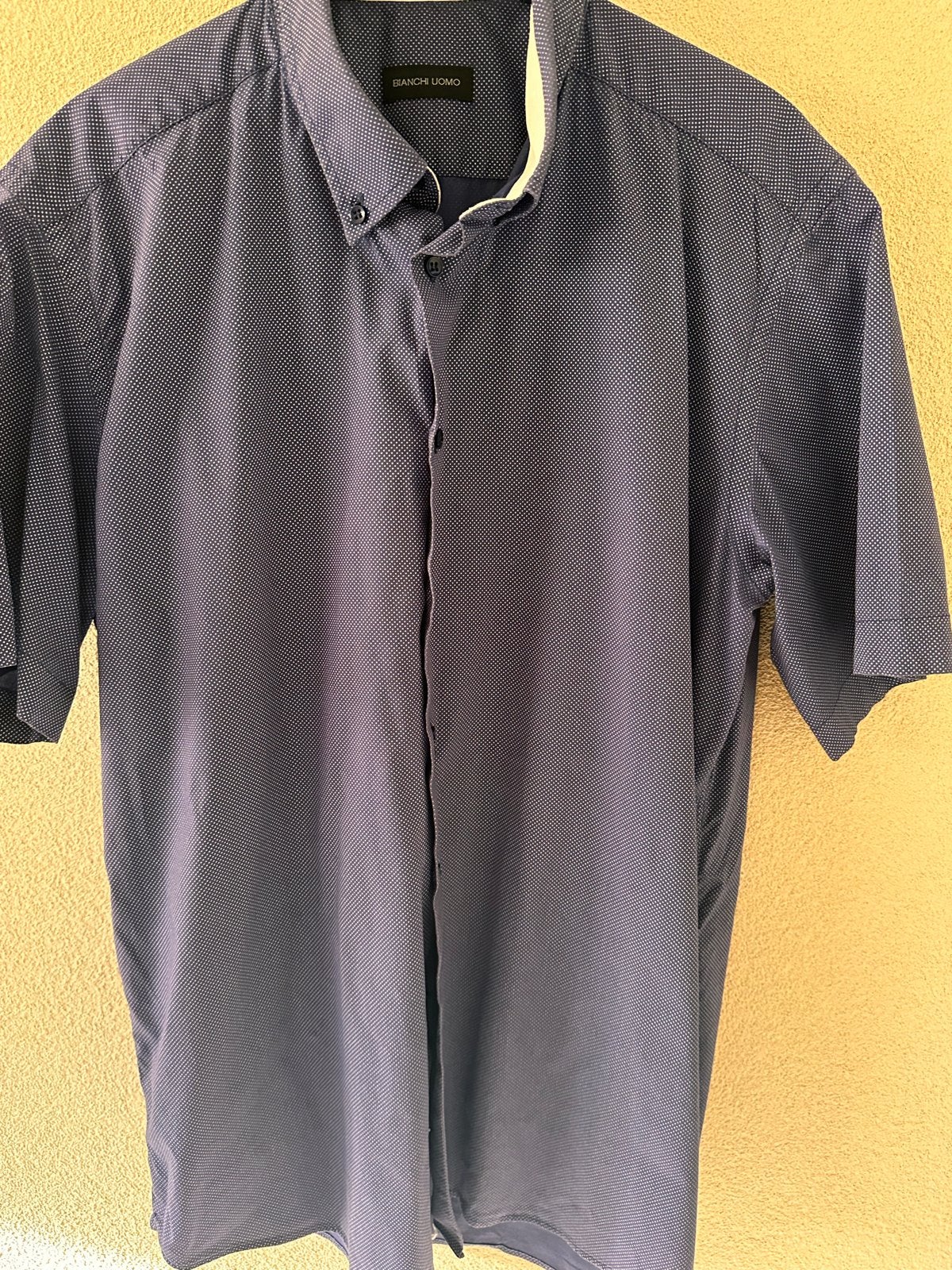 Bianchi Uomo Heren overhemd - Blauw met stippen - Maat 44/17, Ophalen of Verzenden, Gedragen, Blauw, Halswijdte 43/44 (XL)