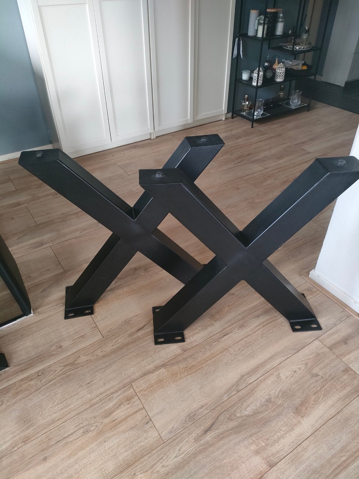 Set van 2 zwarte X-tafelpoten - robuust en modern, Ophalen, Tafelpoot, Gebruikt, 50 tot 100 cm