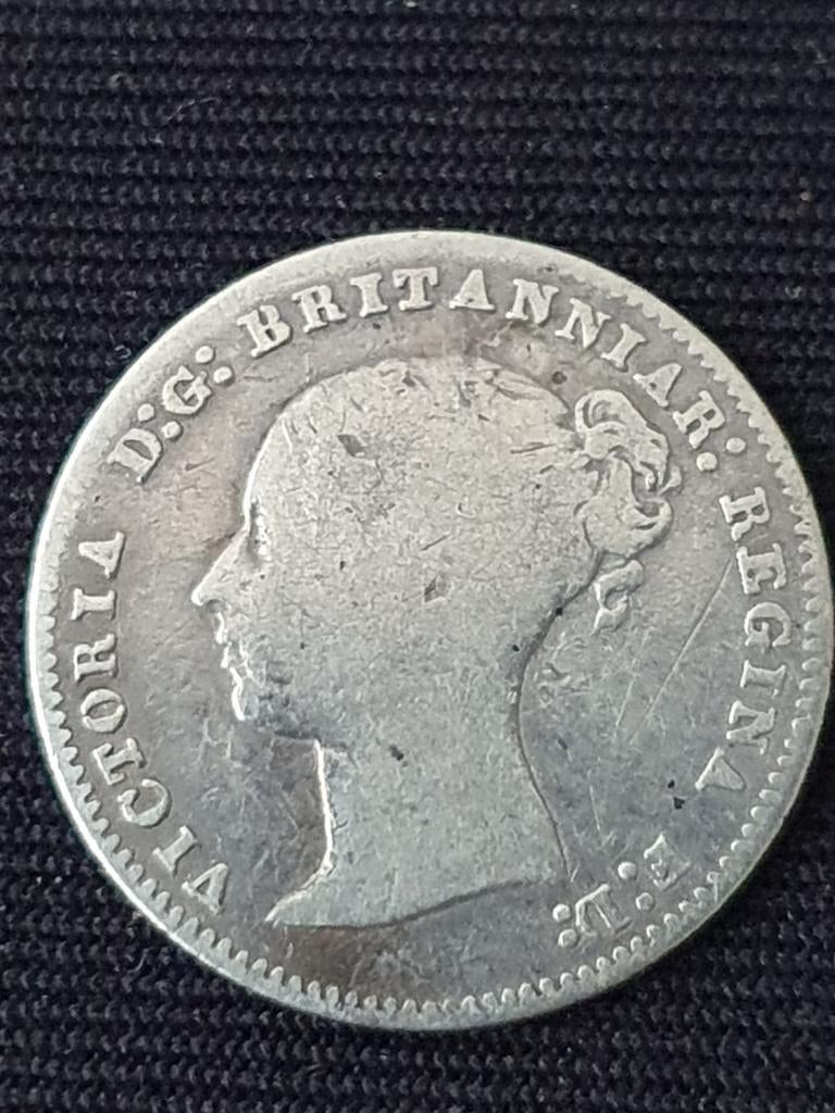 Oude zilveren 3 pence munt uit 1859, Ophalen of Verzenden, Overige landen, Losse munt, Zilver