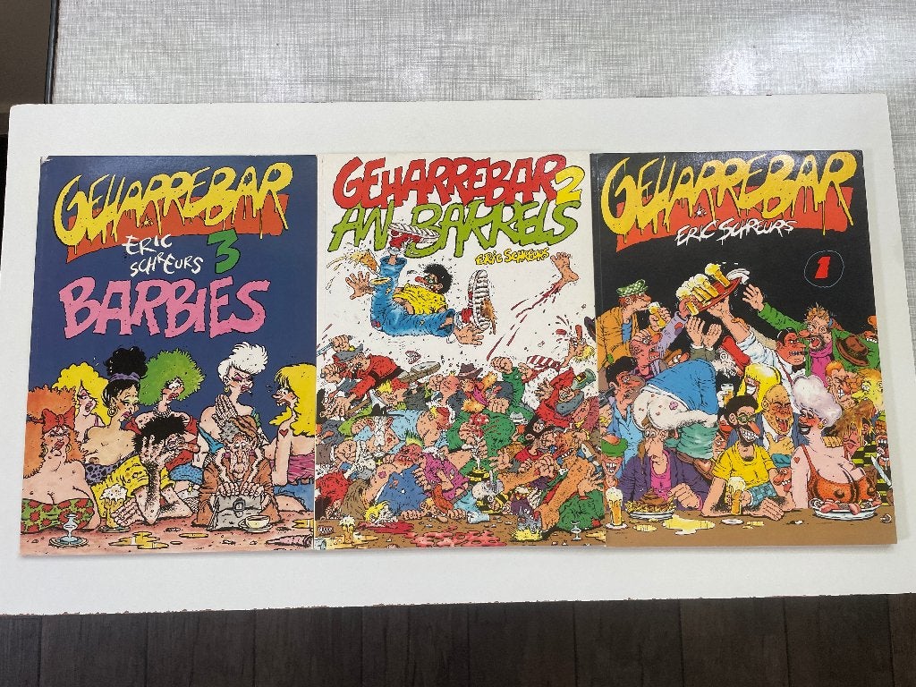E001 Stripboeken Geharrebar Eric Scheurs Barbies, Meerdere stripboeken, Ophalen of Verzenden, Gelezen, Eric Schreurs
