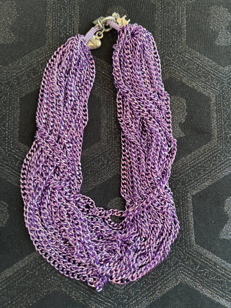 OTAZU schakelketting strengen lila metallic kort EYECATCHING, Verzenden, Zo goed als nieuw, Paars, Overige materialen