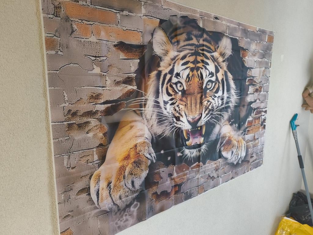 Vlag tijger, Ophalen, Minder dan 50 cm, Zo goed als nieuw, Schilderij