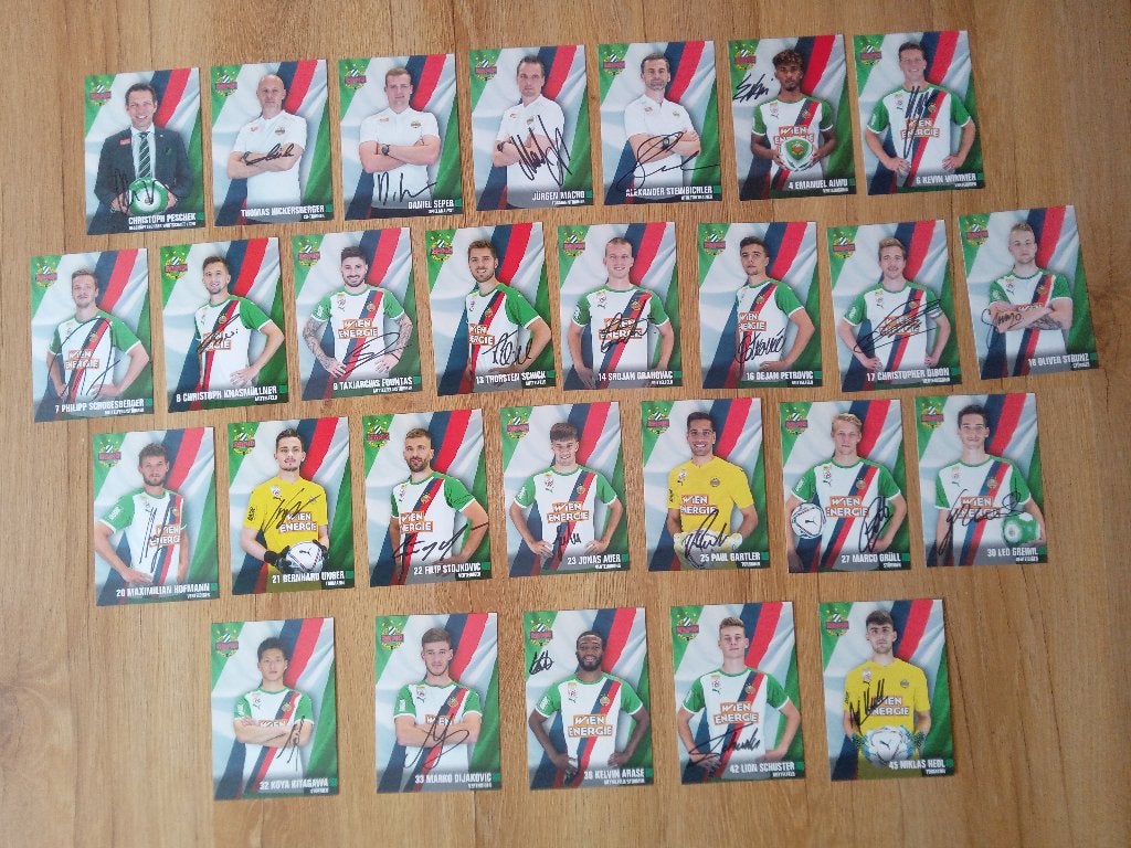 Gesigneerde 2021-2022 set spelerskaarten van SK Rapid Wien, Ophalen of Verzenden, Nieuw, Buitenlandse clubs, Spelerskaart