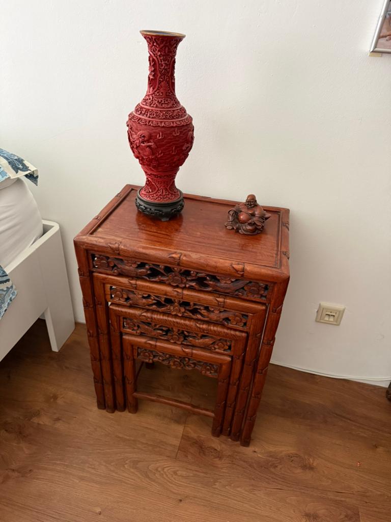antieke Chinese nesttafels, van pallisanderhout (rosewood), Ophalen