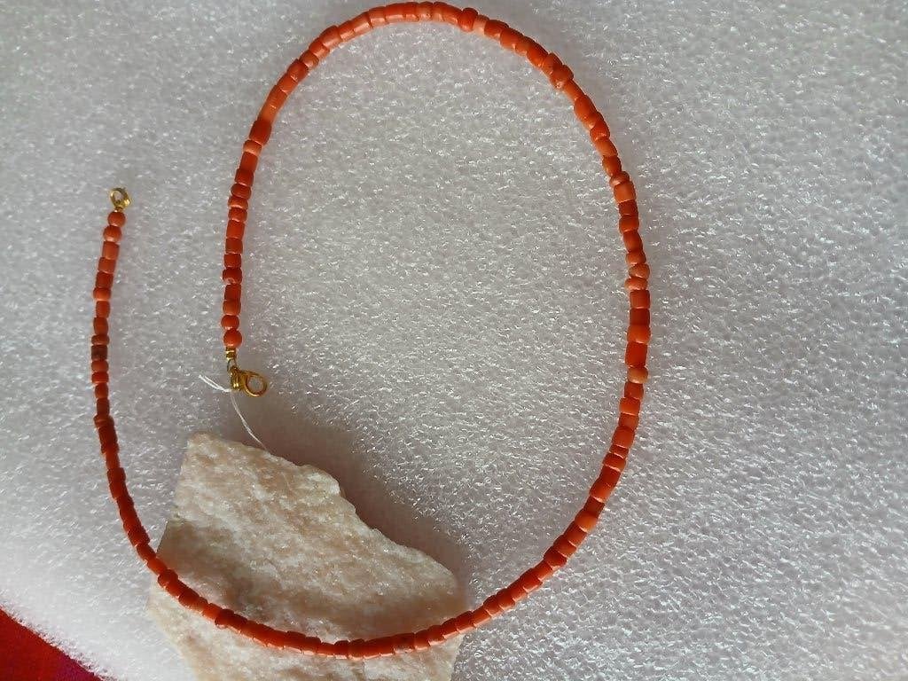 Bloedkoralen snoer, 46 cm, Sieraden, Tassen en Uiterlijk, Kettingen, Verzenden, Gebruikt, Oranje, Steen of Mineraal