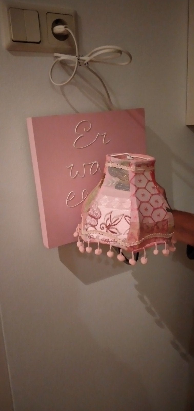 Roze wandlamp Er was eens..., Ophalen of Verzenden, Zo goed als nieuw, Wandlamp, Roze