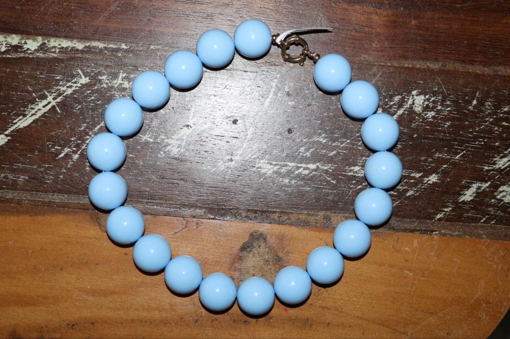 Bonnie Studios Wilma Necklace lichtblauw kralenketting 40cm, Sieraden, Tassen en Uiterlijk, Kettingen, Blauw, Onbekend, Nieuw