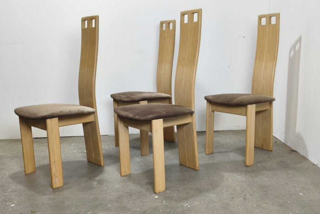 Design postmoderne eetkamerstoelen set, Bruin, Onbekend, Ophalen of Verzenden, Onbekend