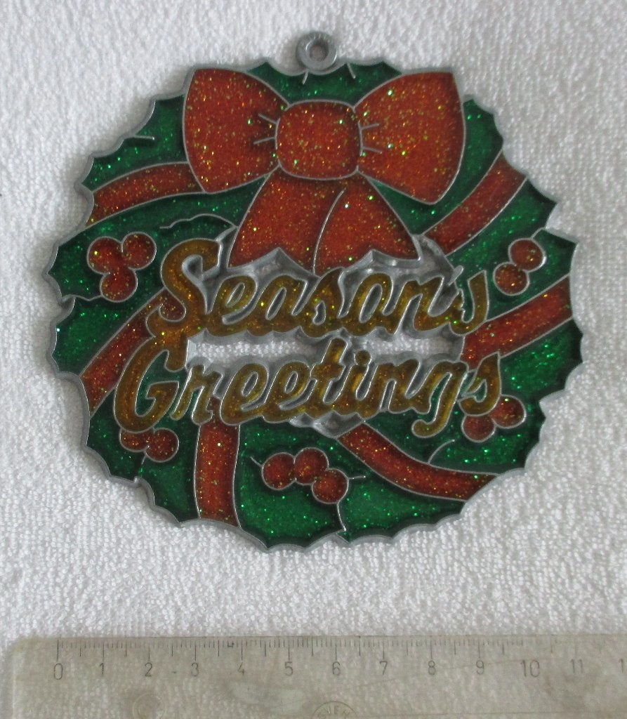 Christmas Suncatcher Raamhanger Wreath "Stained Glass"., Diversen, Ophalen of Verzenden, Nieuw