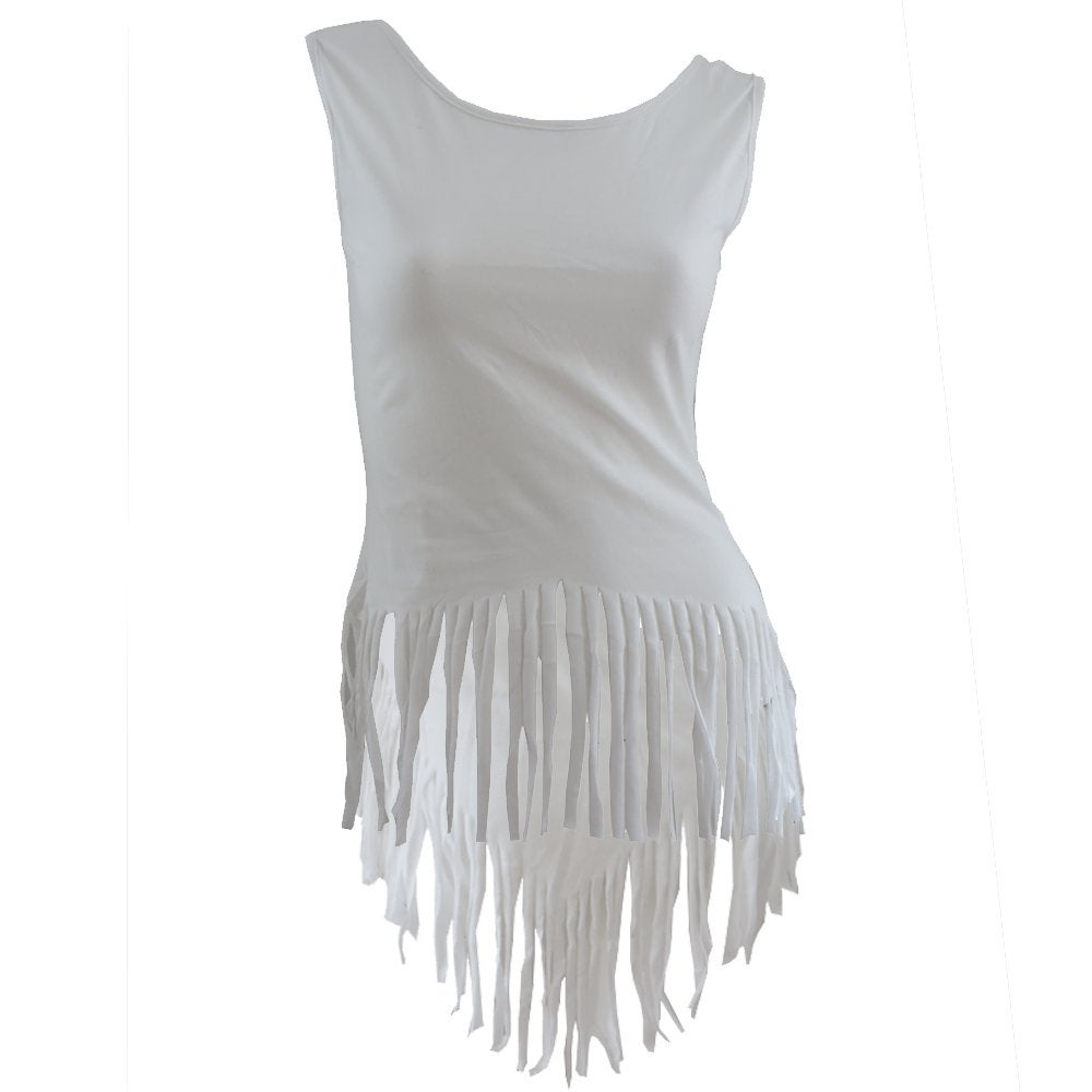 Partijverkoop - Top met franjes, ibiza - / festival style, Ophalen of Verzenden, Nieuw, Wit, Zonder mouw
