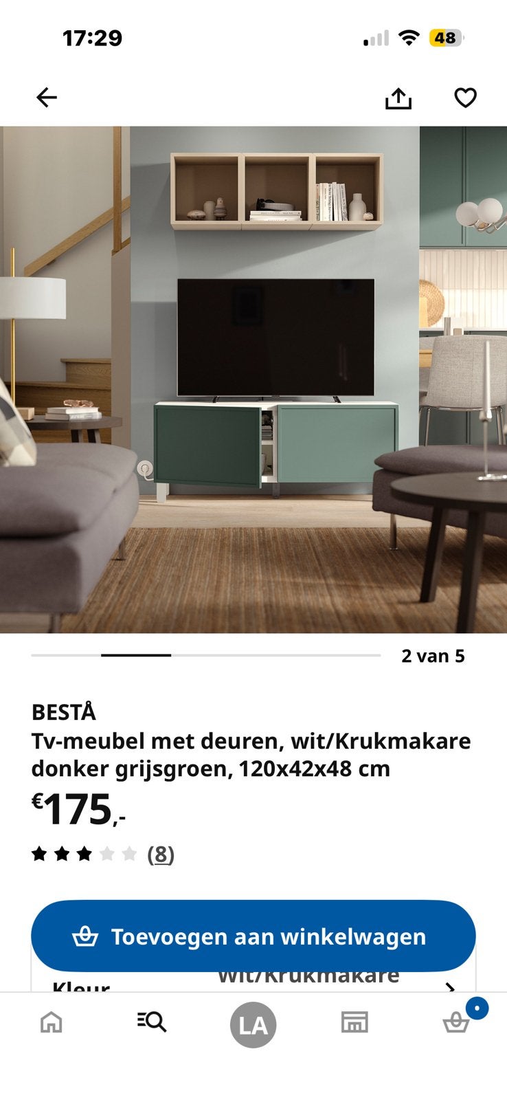 IKEA BESTÅ Kast met deuren, groen/ wit/ glasplaat, Ophalen, Zo goed als nieuw