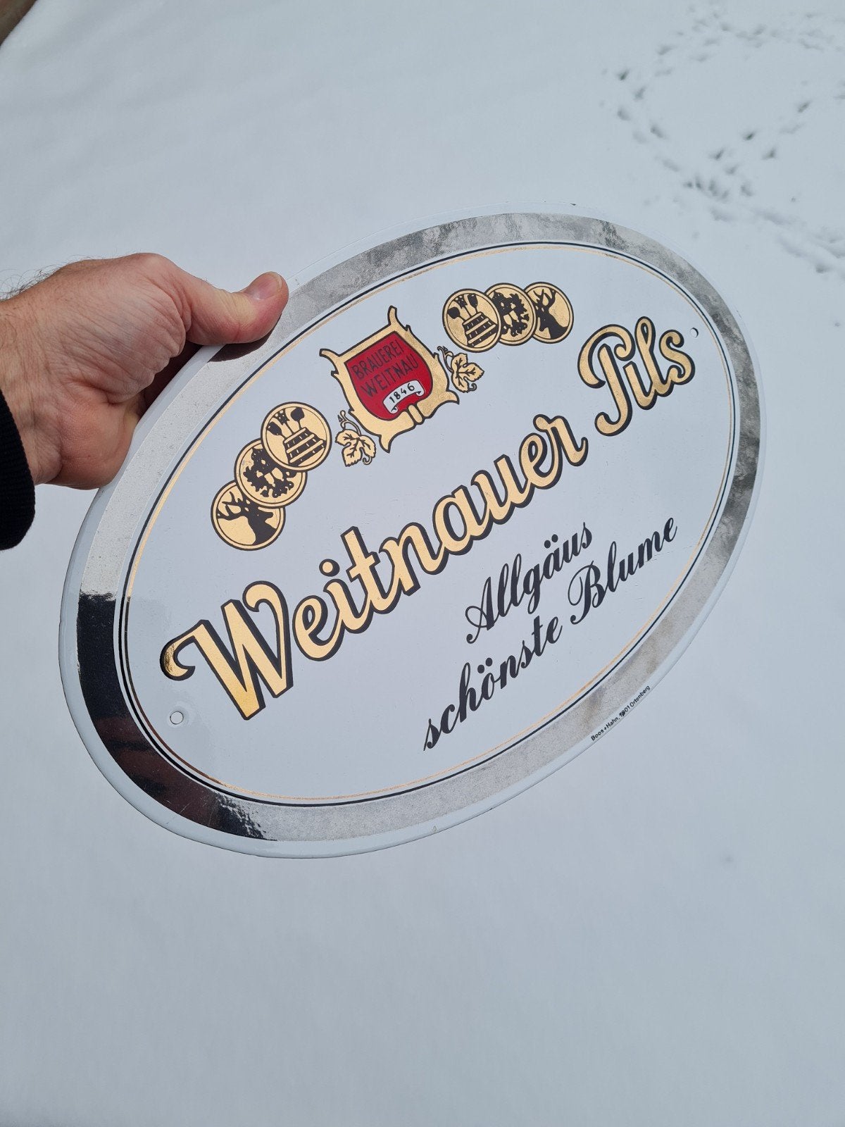 emaille bord Duits bier, Verzamelen, Ophalen of Verzenden