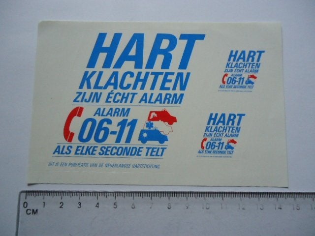 sticker oud ALARM 0611 POLITIE Brandweer ehbo ambulance, Ophalen of Verzenden, Zo goed als nieuw, Bedrijf of Vereniging