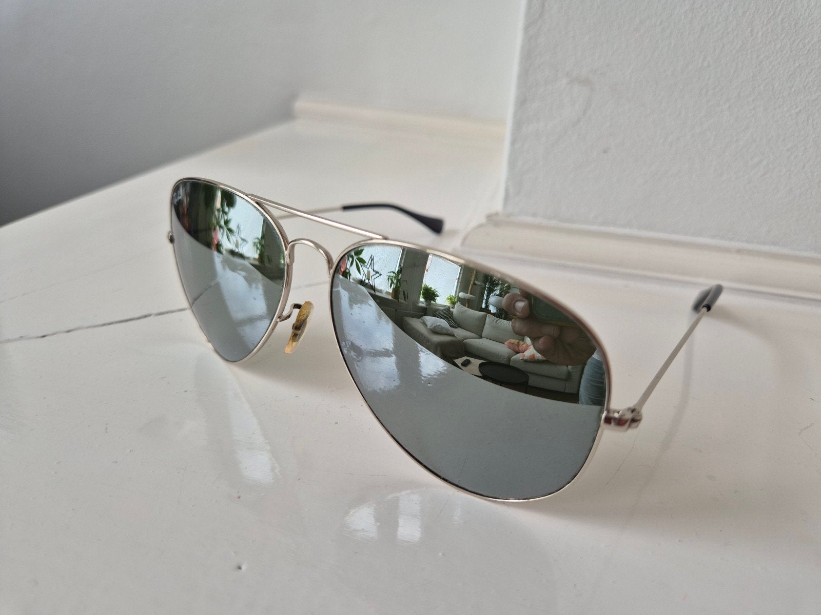 Ray-Ban Aviator zonnebril met groene spiegelglazen, Sieraden, Tassen en Uiterlijk, Zonnebrillen en Brillen | Heren, Gebruikt, Zonnebril