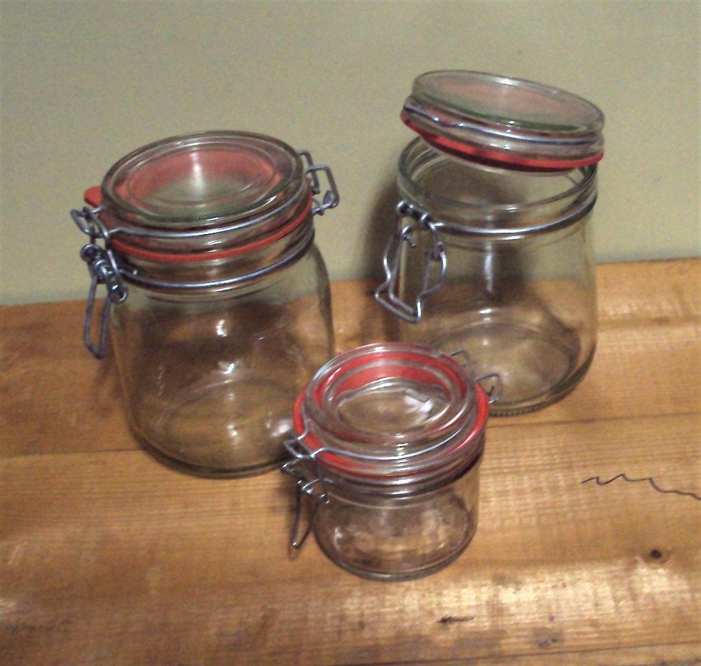 Voorraadpotten beugelpot met deksel, Voorraadpot, Ophalen of Verzenden, Gebruikt, Glas