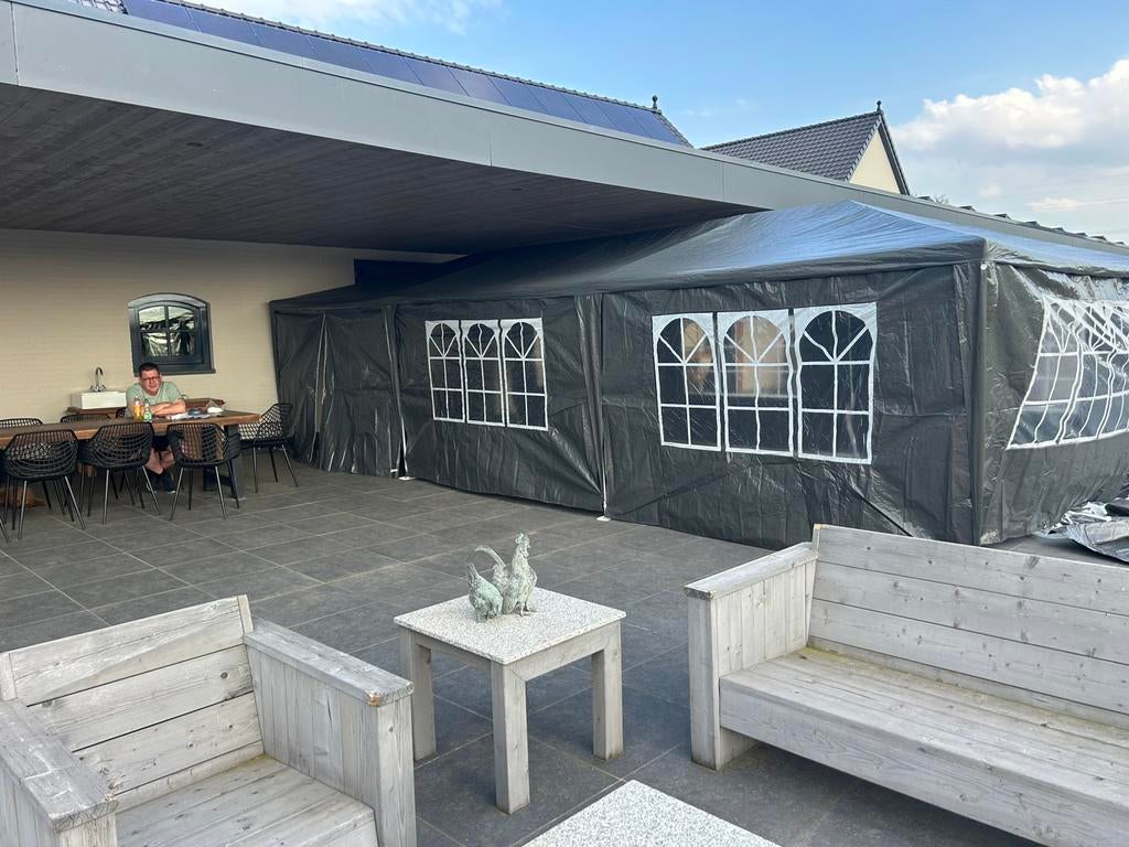 Partytent 4x9 meter, Tuin en Terras, Partytenten, Opvouwbaar, Partytent, Zo goed als nieuw, 4 tot 6 meter
