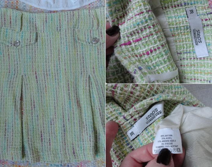Tweed rok regenboog pastelkleuren 38 40 coco steps cc, Maat 38/40 (M), Verzenden, Zo goed als nieuw, Boven de knie