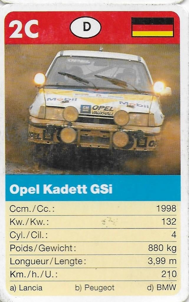 Kw4689 autokaartje 2c opel kadett gsi, Verzenden, Zo goed als nieuw, Auto's